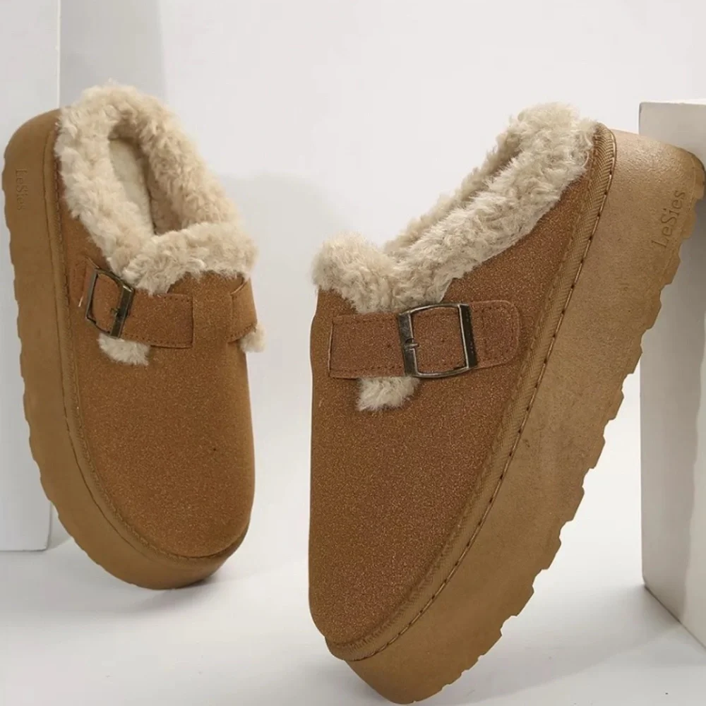 Cozy Tan Fur-Lined Slip-On Ankle Boots Size 8